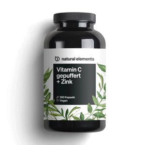 Vitamin C Gepuffert mit Zink 360 Kapseln Natural Elements - Immunsystem, vegan